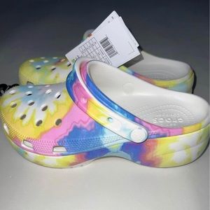 New Women's Classic Platform Clog Pastel Tie Dye Women's Size 9